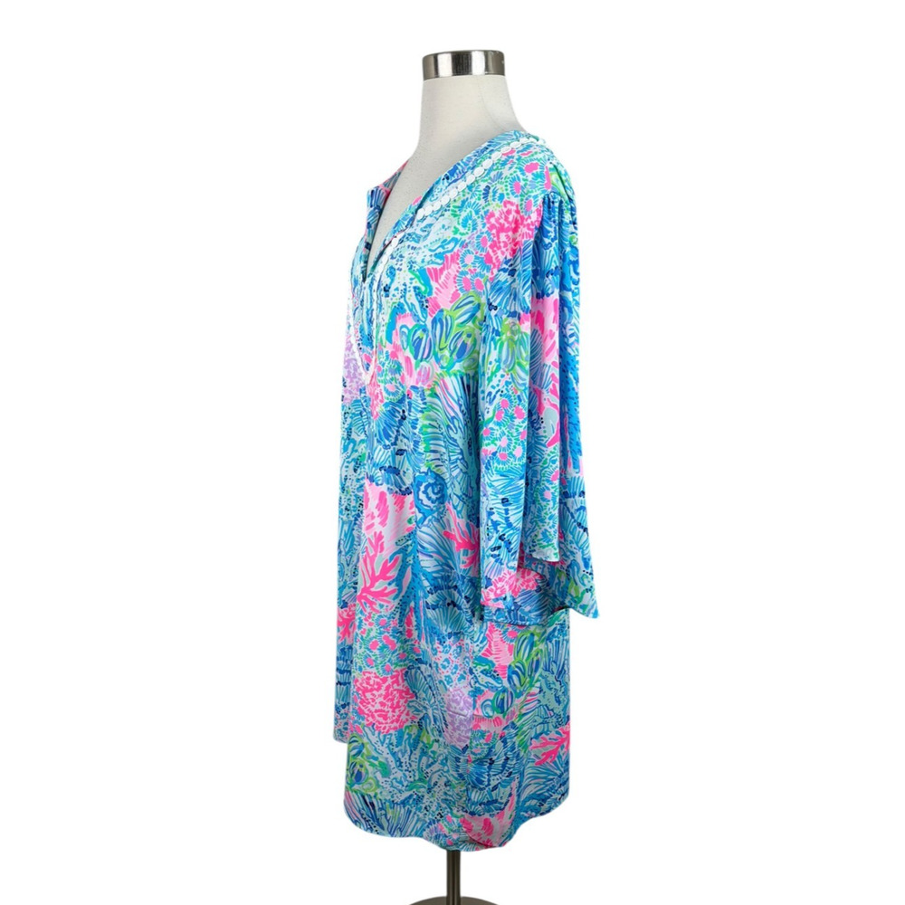 Lilly Pulitzer NEW XL Floral Delancey Shift Dress Beachy Coastal Sink or Swim - Picture 2 of 4